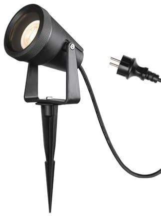 SLV 1004757 Samrina SP Single QPAR51 Lampe Jardin, terrasse, Plantes, chemins, Bassin, éclairage extérieur LED, GU10 IP65 7 W Noir, Plastique