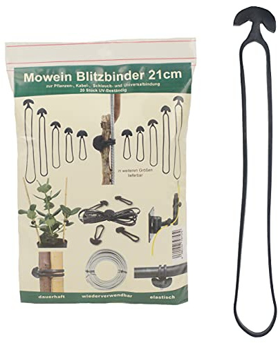 Mowein 20 bridas de 21 cm para plantas de jardín y hogar, bridas para cables, unión universal de goma, 20 unidades, resistente a los rayos UV y elástico, reutilizables.
