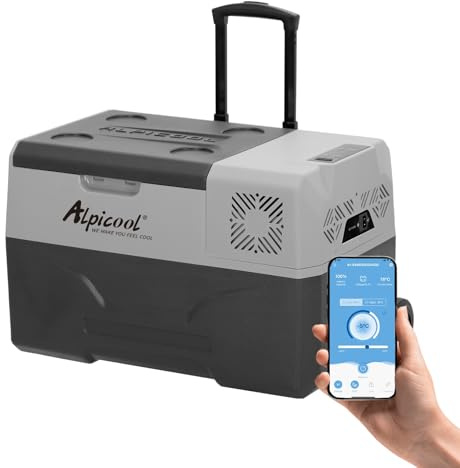 Alpicool CX30 30L Compressor Car Refrigerator, Portable Camping Fridge DC 12v Freezer for Truck, Campervan, RV, Boat, -20℃ to 20℃, with Telescopic Handle, USB Socket