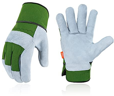 Vgo... Guanti da Lavoro in Pelle Antiurto per Uomo, Guanti Antinfortunistici per Costruzione Edilizie Lavori Giardinaggio Multifunzionali Antiabrasioni Antivibrazioni (CB3501)