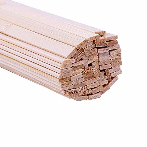 GOONSDS Bastone per tasselli in legno - Piccoli bastoncini quadrati in legno non finito in legno duro per progetti di artigianato fai-da-te (conteggio 50),Beige,2x7x300mm