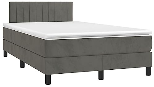 vidaXL Boxspringbett mit Matratze & LED Dunkelgrau 120x200 cm Samt