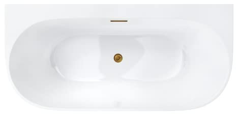 VBChome Badewanne 170x80 cm Gold Acryl SET Premium Wand Badewanne Badewanne Freistehend Eingebauter Überlauf Siphon Inklusive Modern Komfort Elegant Top Qualität