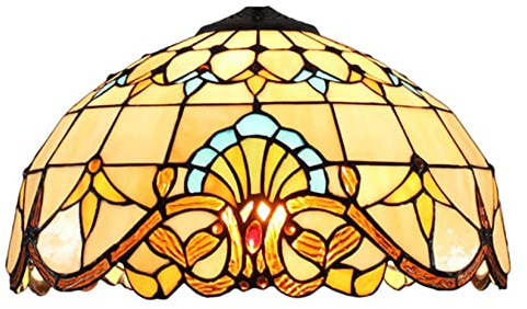 errzom 20 Inch Stained Glass Lamp Shade Replacement Only Tiffany Style Beige Baroque Lampshade Vintage Lamp Cover Accessories Fit for Table Lamp, Pendant Light, Ceiling Light, Floor Lights
