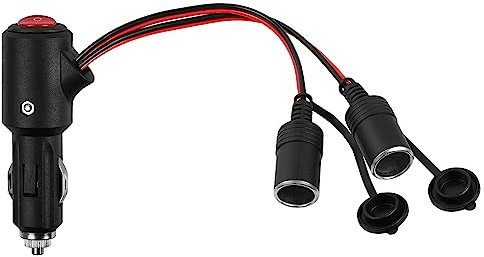 Presa Accendisigari 12V-24V, Auto Accendisigari 2-Way Splitter, Presa Accendisigari 1 a 2, Adattatore con Fusibile, Maschio a Femmina Presa Accendisigari Adattatore con 30CM per Auto,SUVs