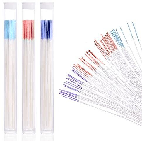 180 Piezas de Limpiador de Orificios para Pendientes, Hilo Dental Desechable Hilo para Limpiar Orejas para el Cuidado Posterior de la Perforación del Orificio del Oído (Azul, Rosa Roja, Púrpura)