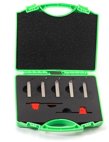YUFUTOL Mini herramienta de torneado de torno indexable, vástago de 5/16 pulgadas, juego de herramientas de torneado de carburo de 5 piezas, herramientas de corte de torno de metal con inserciones de