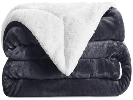 Aspire Homeware Sherpa Fleece Blanket Reversible Plush Soft Fluffy Fleece Blankets Thick Bed Throws Microfiber Throw for Sofa (Grey, Super King (230 x 270 cm))