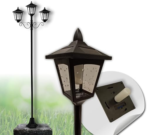 Solarlaterne für außen & Kandelaber Höhe 194 cm schwarz | Solar Straßenlaterne | Solarlampe & Solar Laterne 36 mit LEDs Laternen für draußen