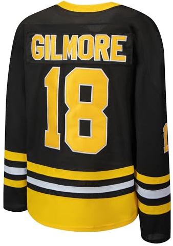 KOKJUX #18 Happy Gilmore Hockey-Trikot für Herren, Boston Adam Sandler 1996 Movie Eishockey-Trikot, Schwarz, S-XXXL, Schwarz, Nr. 18, 3X-Groß