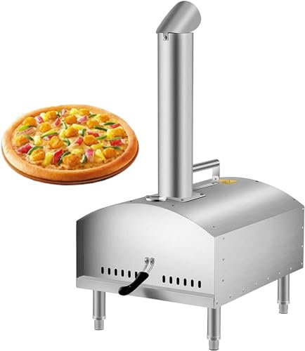 Outdoor-Pizzaofen aus Edelstahl, inkl. Pizzaschneider und Pizzastein, hochwertiger holzbefeuerter Ofen für den Garten, kann mit Pellets, Holzkohle und Briketts verwendet Werden