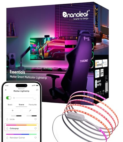 Nanoleaf Matter WLAN Gradient LED Streifen 5M, Smarte Bildschirm & Music Sync, 300 RGBIC Addressable LEDs, Trimmable Strip, Kontrolle mit App und Stimme (Alexa Siri Apple Google Home) Gaming Party