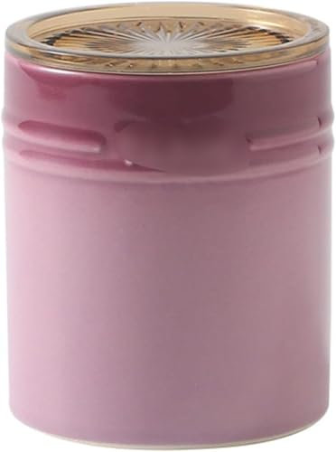 AIXILAN Zuckerdose aus Keramik, französischer Zuckertopf aus Keramik mit Farbverlauf und Deckel, Massive Zuckerdose mit Löffel, Gewürzdose aus Porzellan, rot, 400 ml, 14 oz(Purple)