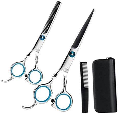 FRCOLOR 1set Forbici Per Parrucchiere Con Taglio Denti e Piatto Strumenti Di Styling Per Salone e Uso Domestico Comprende Pettine Professionale Per Barbiere e Famiglie