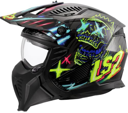 LS2, Jet Modularer Motorradhelm Drifter RAYZ Gloss Black Blue, L