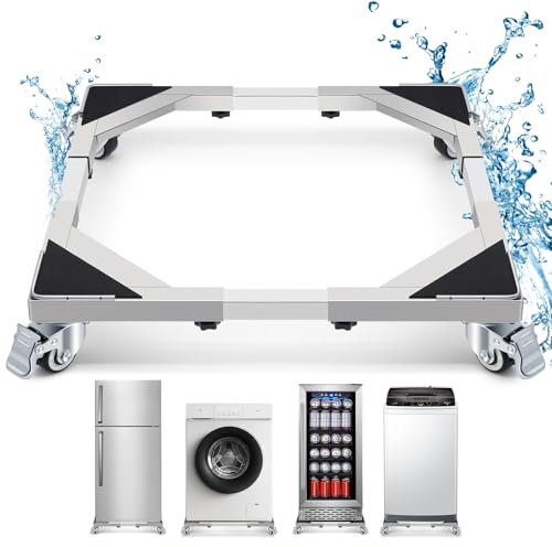 WBD Upgraded Stainless Steel Dolly Cart for Washing Machine, Dryer, Refrigerator, with Lockable Wheels and Adjustable Rollers