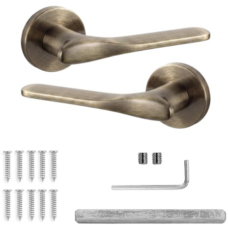 Decoranddecor Antique Brass Door Handles Internal Lever on Rose Set | CE marked, built to last, fits 35-45 mm doors, Internal Door Handles, Verita Range