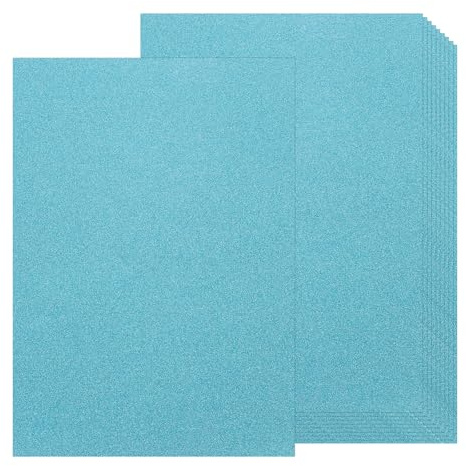 QUARKZMAN Papier Cartonné Pailleté, 10 Feuilles Papier Pailleté Autocollant Pour Projets Diy, Artisanat, Décoration Noël, Anniversaire, Mariage, Bleu Ciel, 80 Gsm