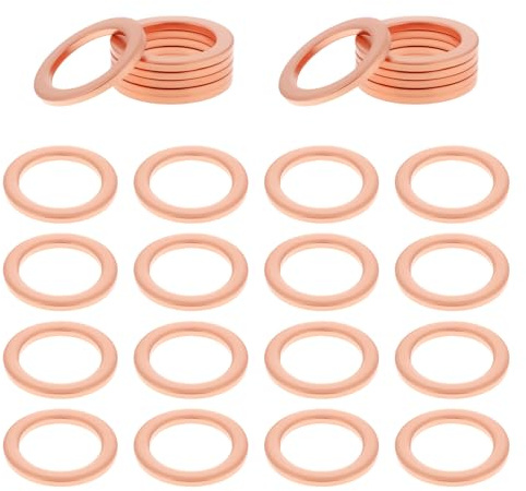 Tucnoeu 30 pezzi guarnizioni in rame per vite di scarico olio, 20mm AD 14mm ID 0.5mm spessore