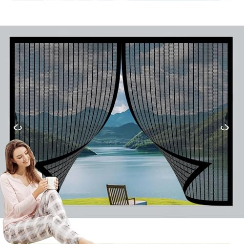 Cortina Mosquitera Magnetica 77x84cm Protección Contra Insectos, Malla Fina, Mantiene El Aire Fresco, Cortinas Antimosquitos para Puerta de Balcón, Puerta de Patio, Negro