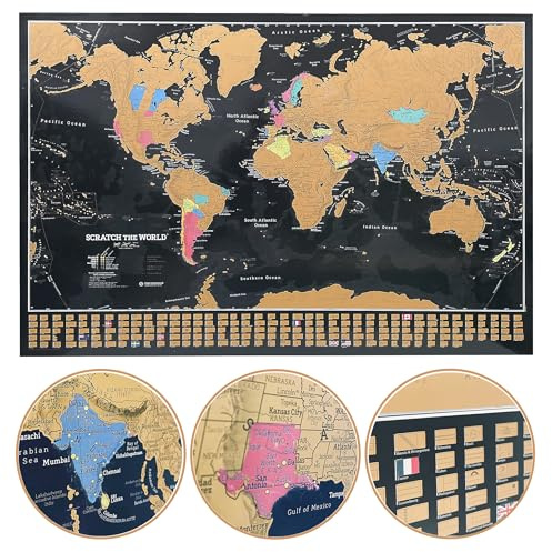 Mappa dei Viaggi Scratch The World® - Colori Vivaci - Con Pannello delle Bandiere del Mondo - Formato X-Large - 84 x 59 cm - Maps International - Oltre 60 Anni di Creazione di Mappe