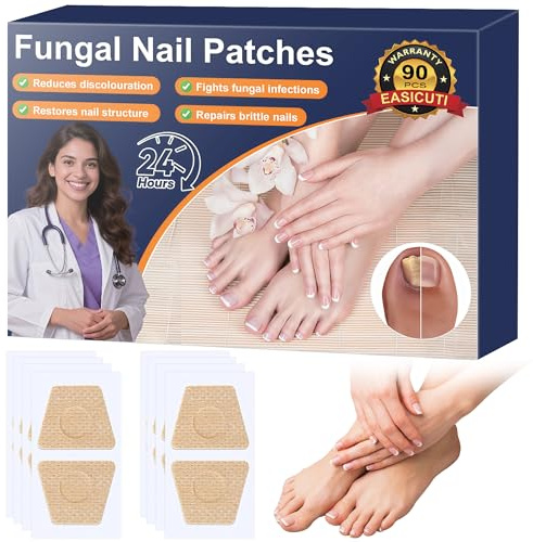 EASICUTI Fungal Nail Patches, 90 PCS Fungal Nail Treatment for Toenails Extra Strong, Overnight Renewal for Nail Fungus Damage, Restores Healthy Appearance, Protects Thick, Broken & Discolored Nails