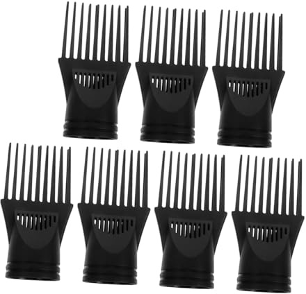 Pettine Ugello per Asciugacapelli 7 Pezzi in Plastica Nero | Set Sostitutivo, Flusso D'aria Efficiente, Uso Casa e Viaggio, Styling Versatile 7 Accessori
