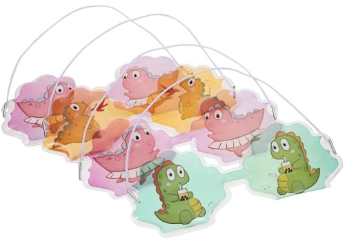 Cabilock 4 Stück-Pack Dinosaurier Augenmaske aus PVC Gel mit Kühlender Funktion für Kinder Cartoon Design Bequeme Schlafbrille zur Linderung von Augenringen und Schwellungen