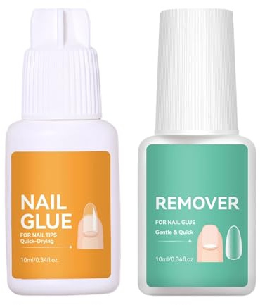 Professionella nagelklister och signaturer | Schnelltrocknender, langanhalter av kläder, stark glans, set med kleben künstlicher nägel med enkel uppmaning | För kvinnor, flickor, flickor, flickor