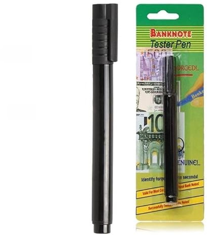 Stylo détecteur de faux billets pour billets USD/EUR/GBP - Marqueur de vérification rapide des devises avec encre jaune clair pour réaction, 133 mm x 15 mm