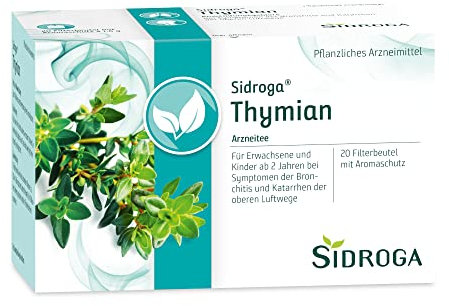 Sidroga® Thymian: Arzneitee bei Entzündungen bzw. Infektionen der Bronchien mit vermehrter Schleimproduktion, pflanzlich, 20 Teebeutel à 1,6 g