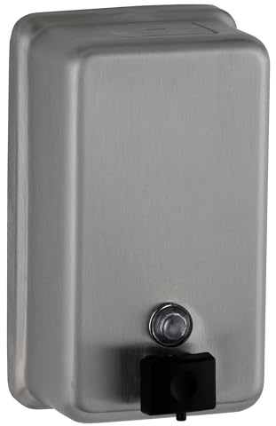 Bobrick Surface-Mounted Soap Dispenser, Vertical Tank Satin-Finish Stainless Steel (40-fl oz Capacity)