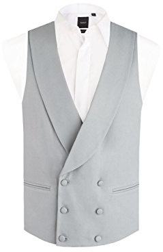 Dobell Mens Dove Grey Morning Suit Wedding Waistcoat Regular Fit Shawl Lapel Double Breasted