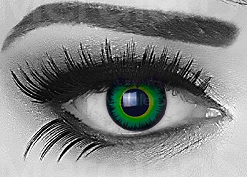 Funnylens 1 Paar farbige Crazy Fun green werewolf Jahres Kontaktlinsen. perfekt zu Halloween, Karneval, Fasching oder Fasnacht mit gratis Kontaktlinsenbehälter ohne Stärke!