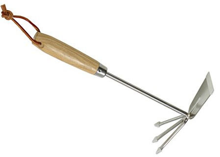 Dehner Doppelhacke, ca. 35 x 8.5 cm, mit FSC® - zertifiziertem Holzgriff, Edelstahl