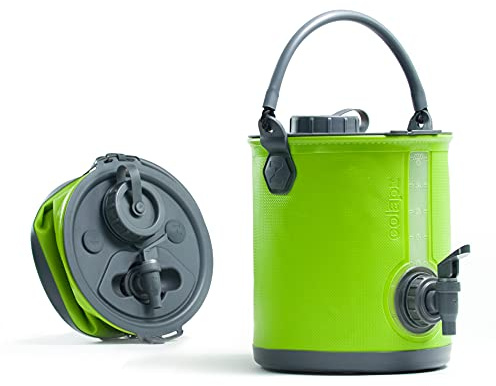 Colapz 8L Premium 2-in-1 Hopfällbar Vattenbehållare - BPA-Fri Camping Vattenkanna med Handtag - Fällbar Hink med Lock & Vattendispenser med Krane - Mångsidiga och Portabla Camping Tillbehör