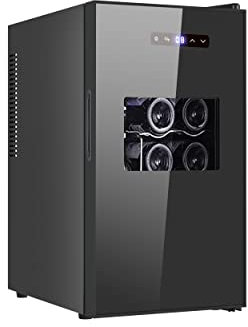 Cookology CWTE18BK Freestanding 18 Bottle Thermo Electric Wine Cooler and Chiller for Counter Top, Digital Temperature Control, Less Noise and No Vibration - In Black