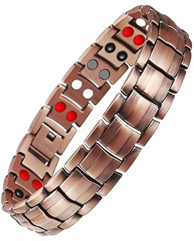 Feraco Copper Bracelet for Men 4 Kinds Magnetic Bracelets Elegant 99.99% Solid Copper Jewelry with Magnets