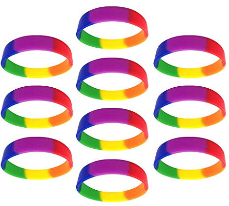 freneci 10 Stück Fancy Colors Blank Silikon Armbänder Elastischer Armreif Für Erwachsene Kinder - Regenbogen