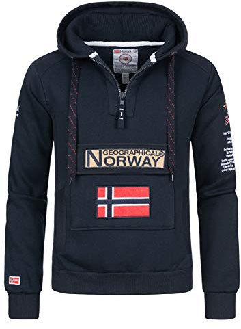 Geographical Norway Gymclass Men - Sudadera Hombre Con Capucha Bolsillo Canguro Para Hombres - Jersey sudaderas Manga Larga - Ropa para Hombre Primavera Verano Otoño Invierno (Marina S)