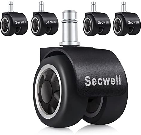 Secwell 5er Schreibtischstuhl Rollen 11mmx22mm Bürostuhl Rollen Parkett Bürostuhlrollen Durchmesser 50mm Hartbodenrollen Doppelrad-Design