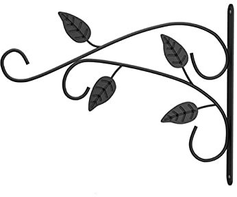 ENJY Wandhaken Blumenampel 2 stücke schmiedeeisen Wand hängen hängende Korb Haken Pflanze Blume Topf aufhänger Dekoration (Color : Schwarz)