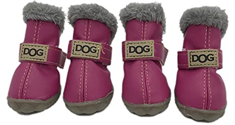 SKXEO Pfotenschutz für Hunde, wasserdichte Hundeschuhe Pfotenschutz Atmungsaktiv mit abriebfester, Hundeschuhe rutschfeste Schuhe Hundeschnee Stiefel,Hundestiefel für mittelgroße und Kleiner Hund
