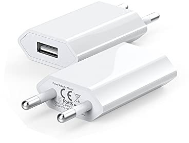 2 Pezzi Universale Caricatore USB da Muro, 5V 1A Caricabatterie Alimentatore Compatibile con i Phone XS Max XR X 8 7 6 6s 5S Plus, I Pad mini, I Pod, Android, Xiaomi, Samsung, Huawei