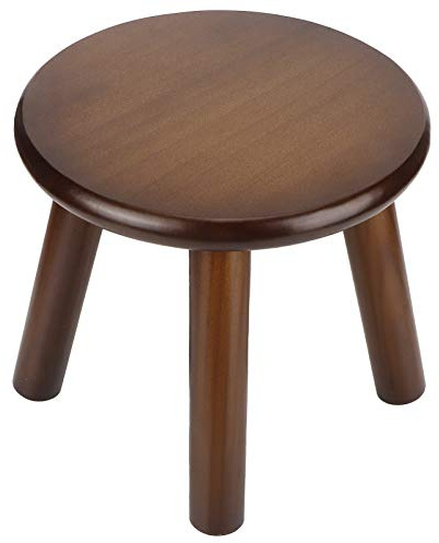 22.Pine Step Stool Kinderhocker,9 cm, niedlicher Kinderstuhl aus massivem Hartholz, handgefertigtes handbemaltes Holz mit zusammengebautem vierbeinigem Hocker, für Kinder(runde Walnuss), Kinderho