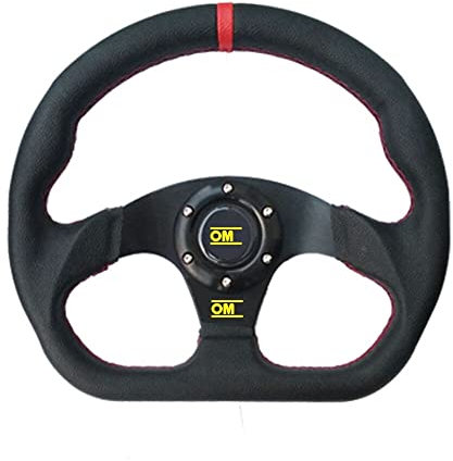 Sportlenkrad Universal D-Form-Lenkrad Modified Racing 13inch 320mm Leder Flat Drift Auto Rallye Sport Simuliertes Spiel SportlenkräDer (Color : Red)