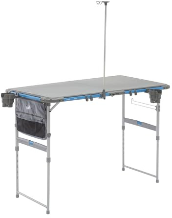 CORE Outdoor Camp Table | 4 Foot Table with Adjustable Height and Storage for Camping Accessories | Foldable & Portable for Beach, Picnic, Backyards, BBQ, Tailgate, Patio and Party