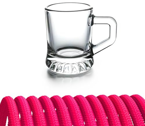Carlso 24x Schnapsgläser zum Umhängen für JGA, Party Hochzeit, 2-3cl, mit Henkel (776, pink)