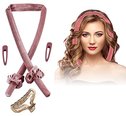 BTORER Heatless Curling Rod Headband with Hair Claw Clip, No Heat Wave Hair Curlers Styling Tools DIY Long Hair Curlers Women Heatless Curls Ribbon for Sleep in Overnight, Make Hair Soft And Shiny
