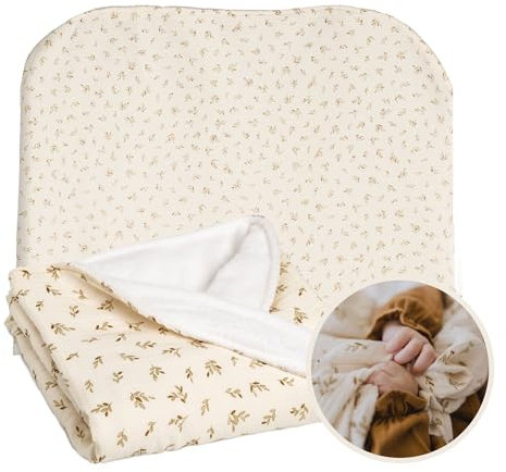 MIMUSELINA Couverture Bebe Naissance Hiver 90x70cm | Plaid Bebe Doux et Léger pour Lit Bébé et Poussette | Couverture Enfant Coton avec Intérieur Chaud | Fabriqué en Espagne | Ecru